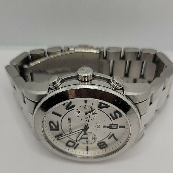 Michael Kors MK5290 Men's Silver Stainless Steel Analog Dial Quartz Watch AM518 - Picture 8 of 11